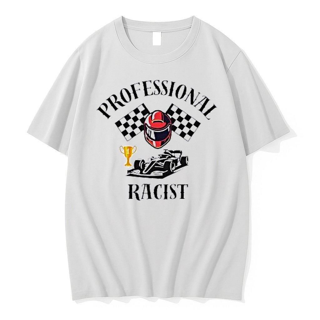 Original Professional Racist Car Racing Helmet Checkered Flags Trophy Tshirts