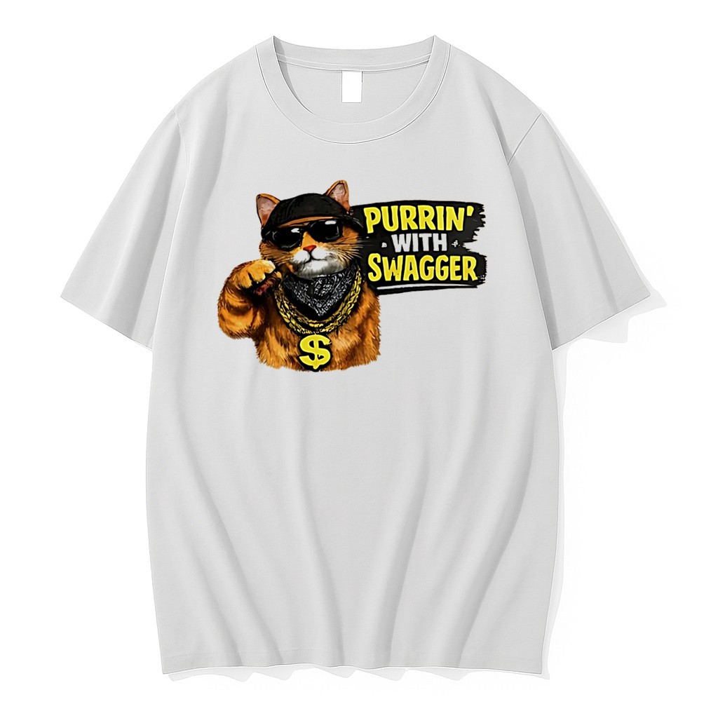Original Purrin With Swagger Cat Gangter Tee Tshirts