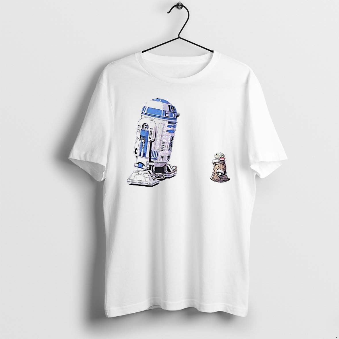 Original R2 D2 And Grogu Star Wars Characters Standing Together Tshirts