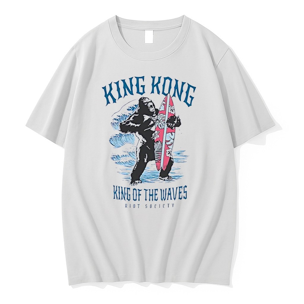 Original Riot Society Surfing Gorilla King Of The Waves White Tshirts