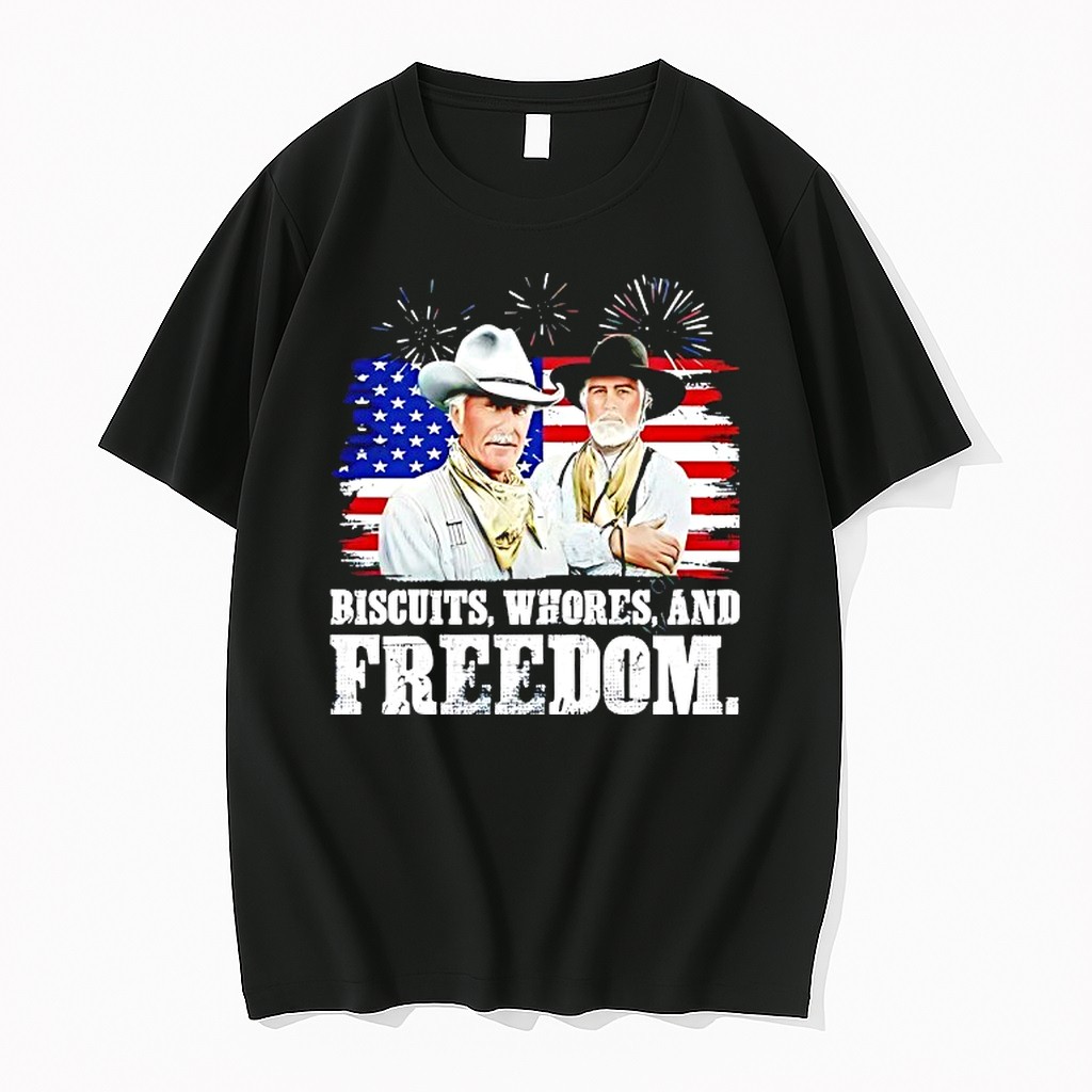 Original Robert Duvall And Tommy Lee Jones 4th Of July Biscuits Whores And Freedom Tshirts