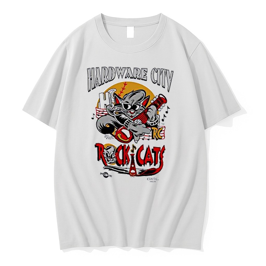 Original Rock Cat Hardware City Rock Cats Baseball Mascot Sunglasses Electric Guitar Tshirts