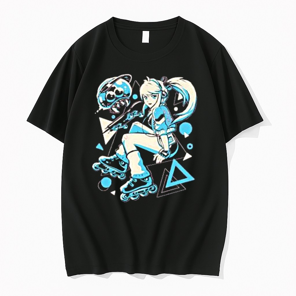 Original Samus Aran Metroid Rollerblades Skateboard Tshirts