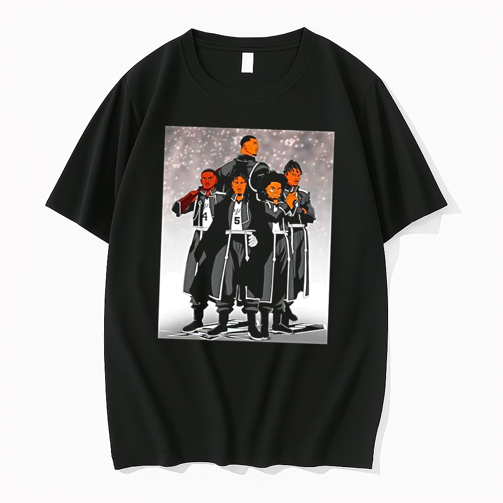 Original San Antonio Spurs Anime Style Players 4 5 Black Tshirts