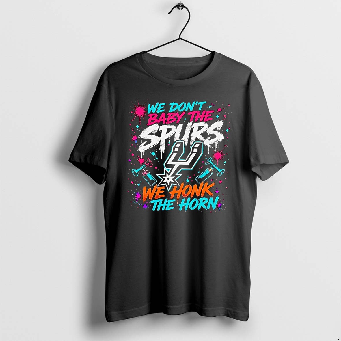 Original San Antonio Spurs Apparel We Dont Baby The Spurs We Honk The Horn Black Tshirts