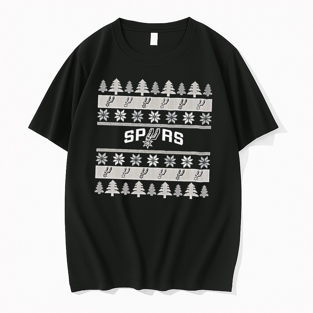 Original San Antonio Spurs Holiday Pattern Black Tshirts