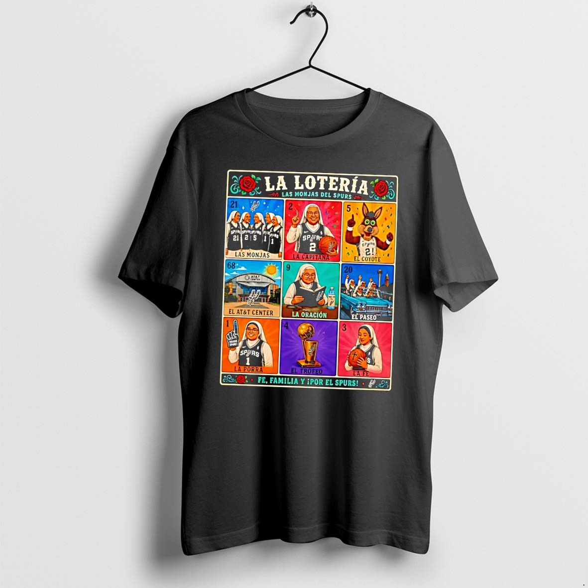 Original San Antonio Spurs La Loteria Las Monjas El Coyote El Att Center La Oracion El Paseo La Porra El Trofeo La Fe Black Tshirts