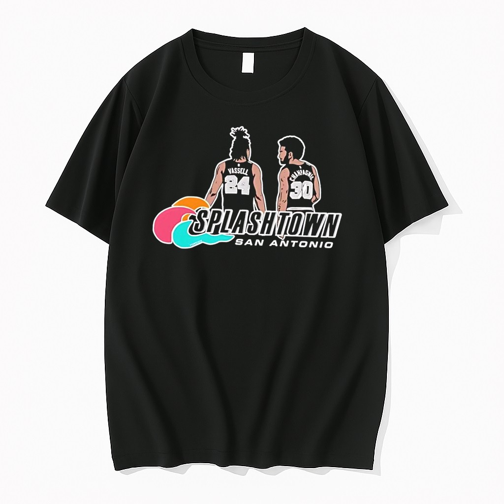 Original San Antonio Spurs Splashtown Devin Vassell Julian Champagnie Black Tshirts