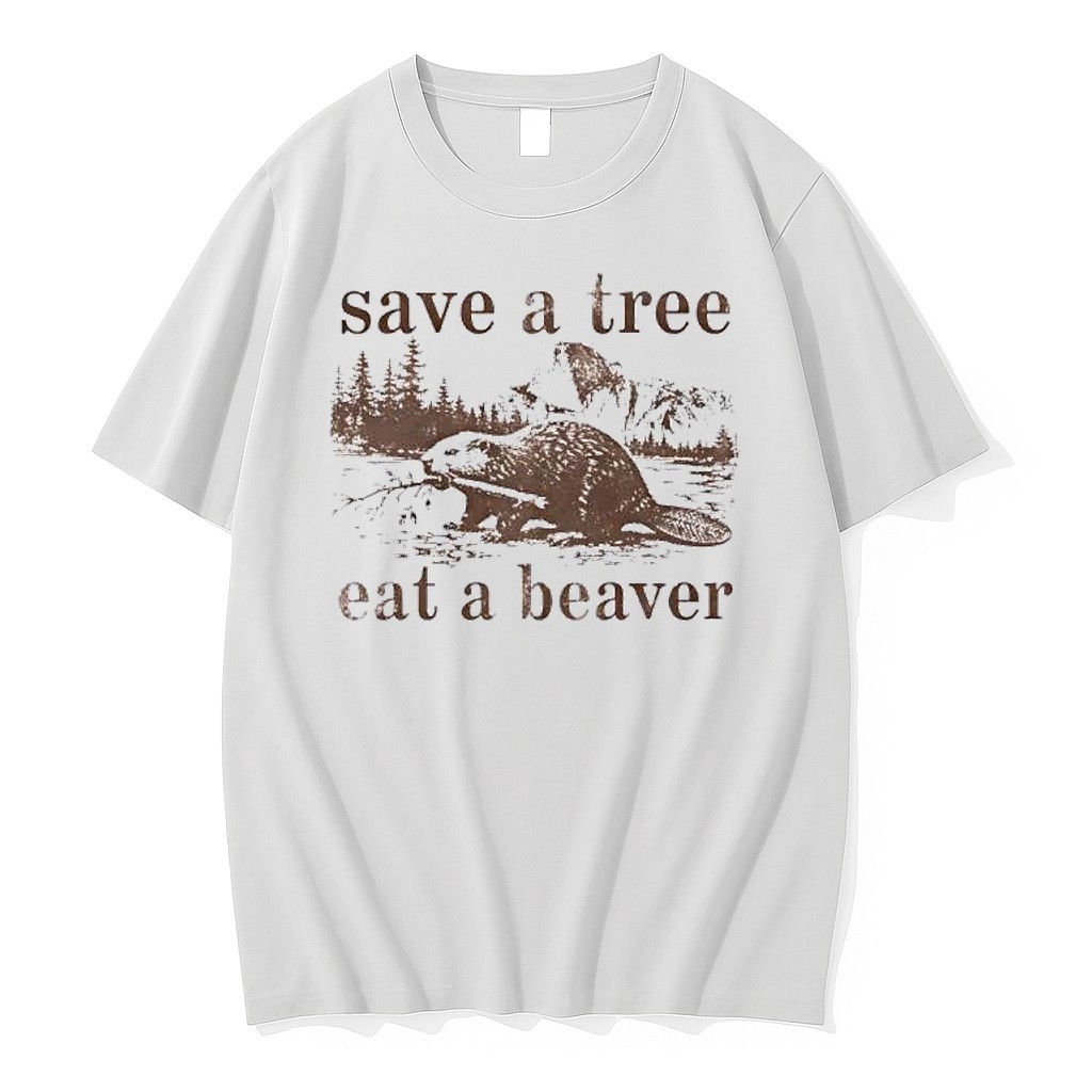 Original Save A Tree Eat A Beaver Vintage Tshirts