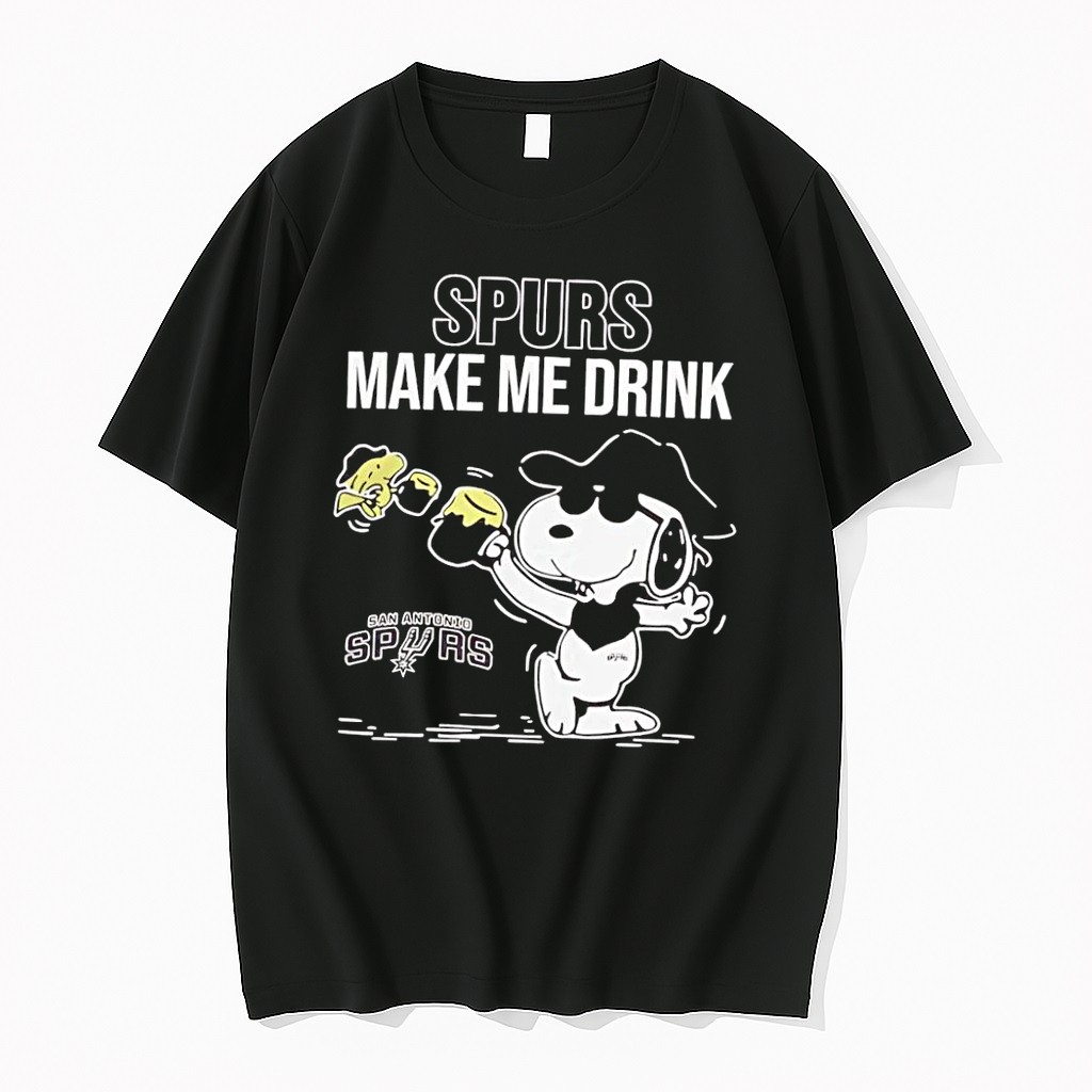 Original Snoopy Cowboy Spurs Make Me Drink San Antonio Spurs Black Tshirts