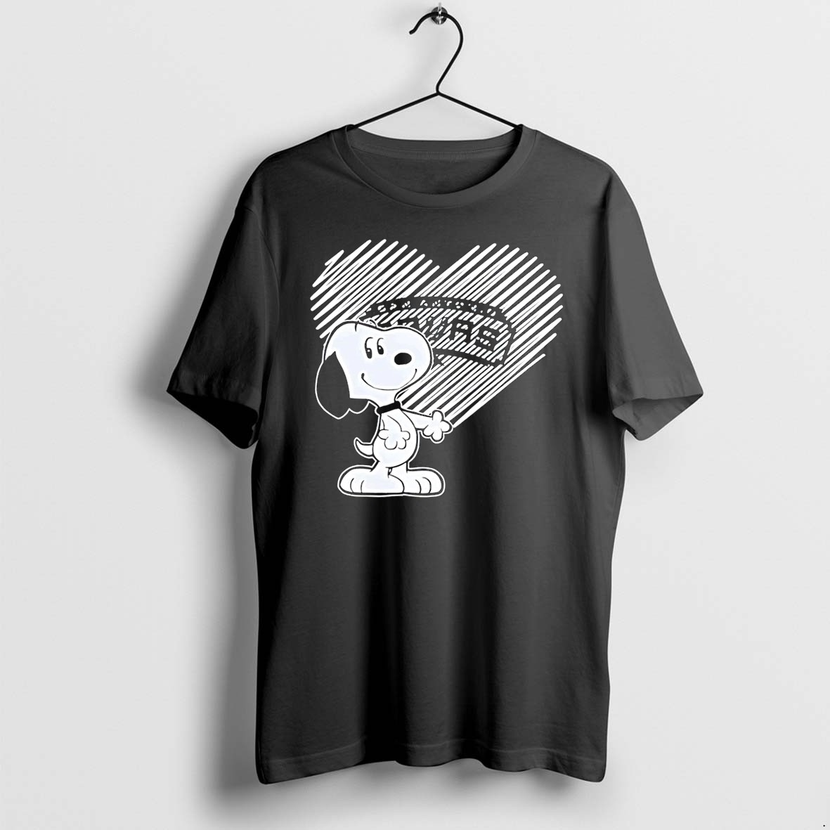 Original Snoopy Heart San Antonio Spurs Black Tshirts