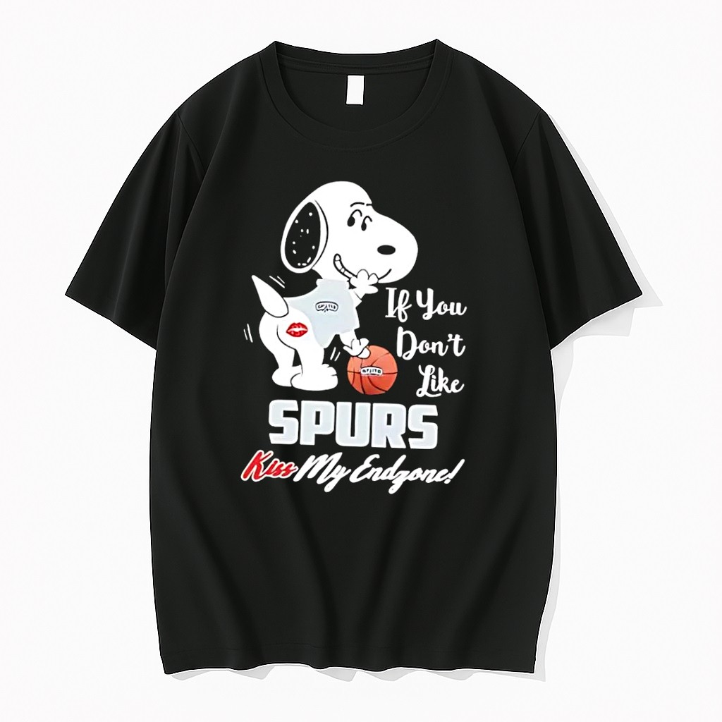 Original Snoopy Kiss My Endzone If You Dont Like Spurs Black Tshirts