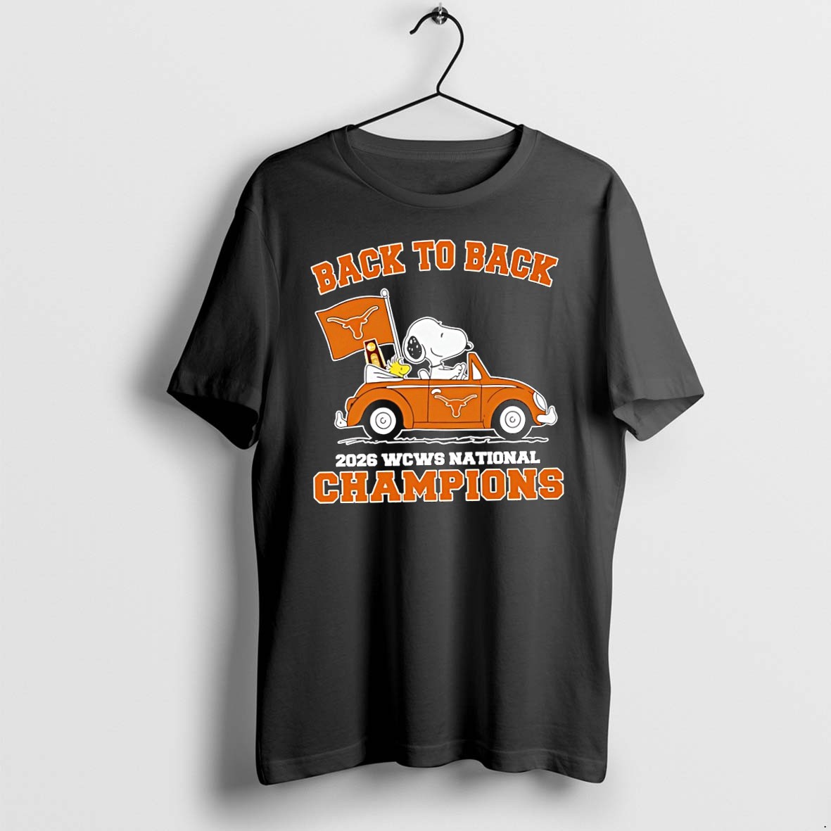 Original Snoopy And Woodstock Texas Softball Driving Car 2026 Wcws National Champions Tshirts