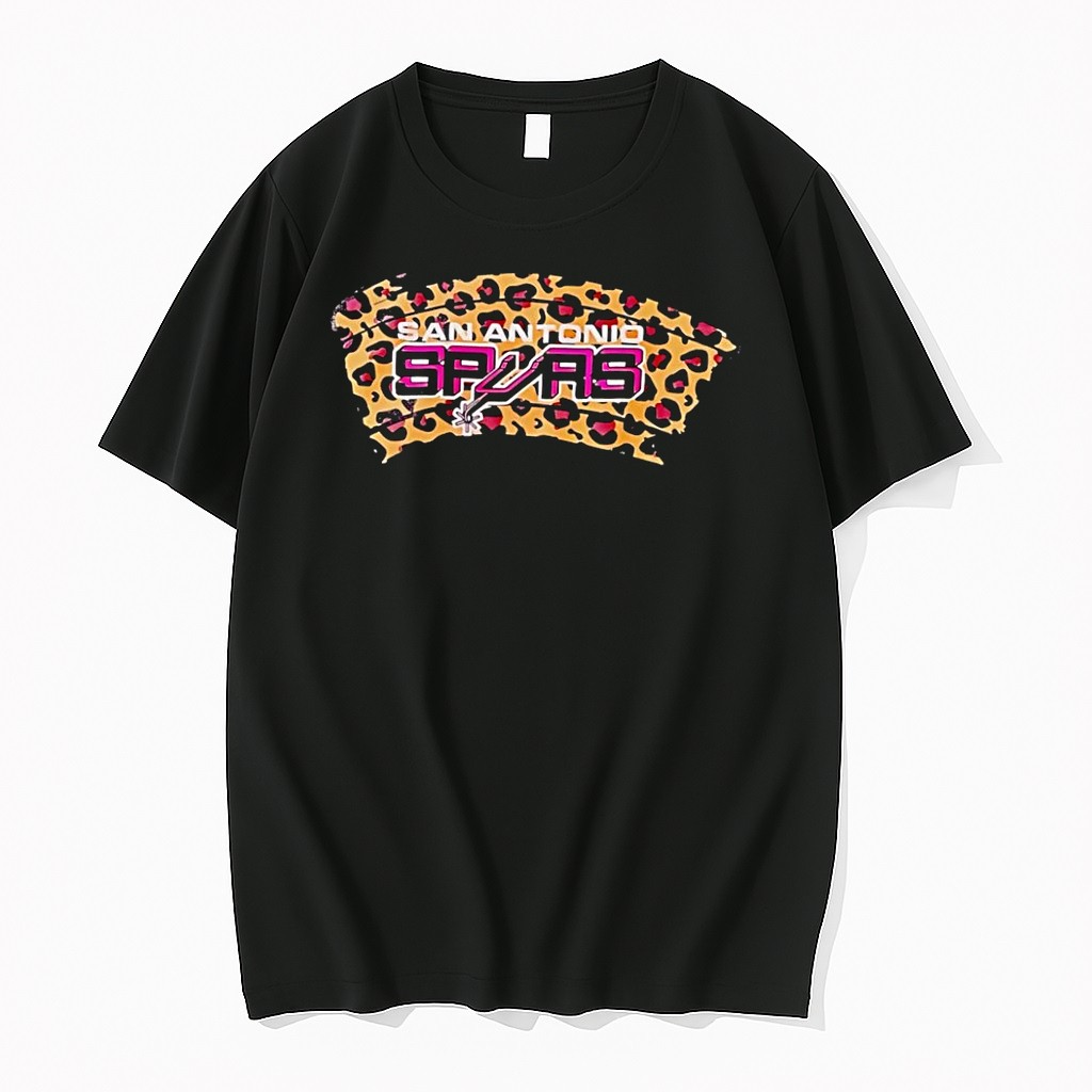 Original Spurs Leopard Print Fan Apparel San Antonio Spurs Black Tshirts