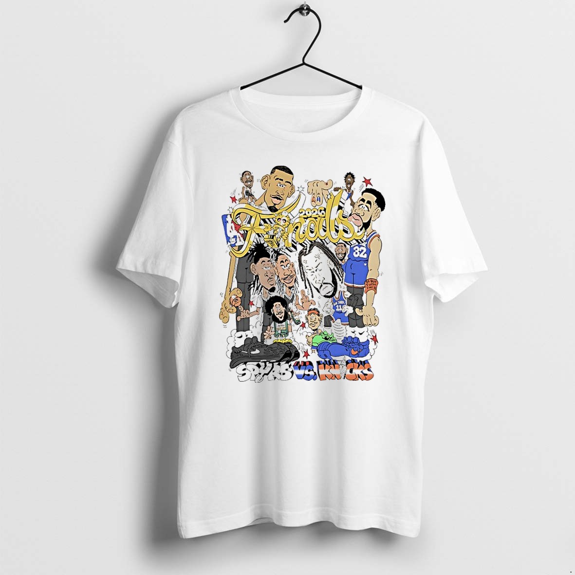 Original Spurs Vs Knicks 2026 Nba Finals Collage Team Caricature Tshirts