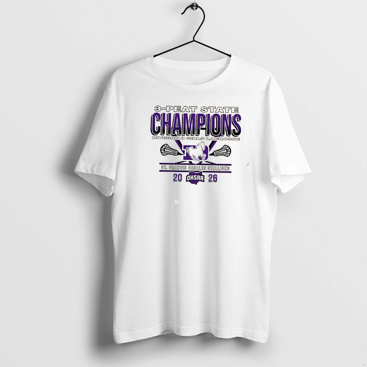 Original St Francis Desales Stallions 2026 Ohsaa Girls Lacrosse D2 3 Peat State Champions Tee Tshirts