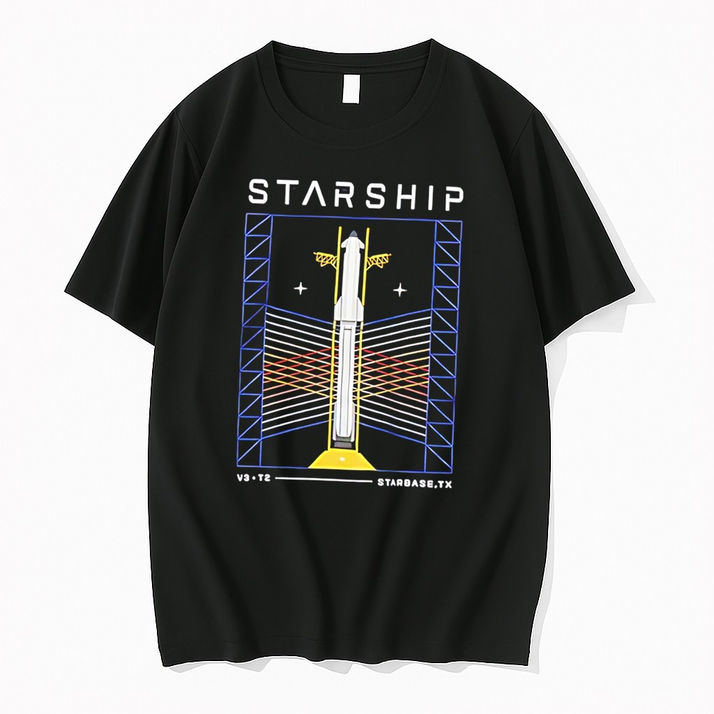 Original Starship Milestone Launch Tower Graphic Tee Tshirts