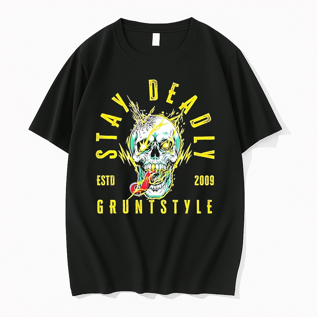 Original Stay Deadly Grunt Style Estd 2009 Skull Lightning Tshirts