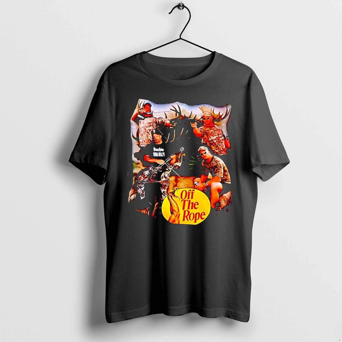 Original Stone Cold Steve Austin Hunting Archery Fishing Wanna Raise Some Hell Off The Rope Black Tshirts