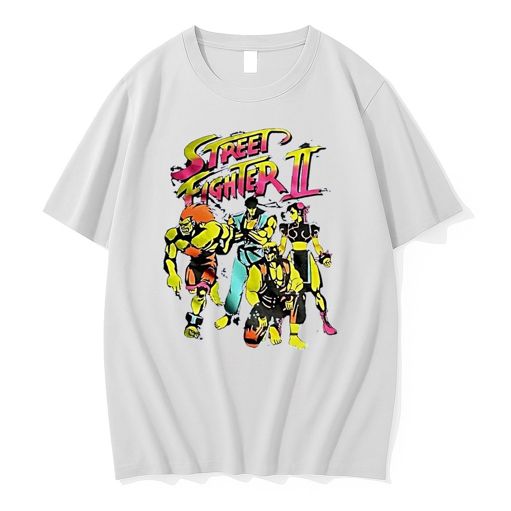 Original Street Fighter Ii Blanka Ryu Chun Li Ken Characters Retro Arcade Game White Tshirts