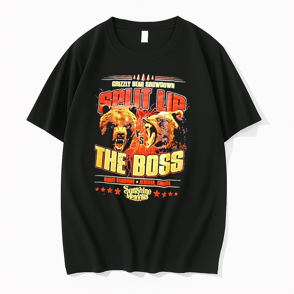 Original Sunshine Meadows Banff Sunshine Alberta Canada Grizzly Bear Showdown Split Up The Boss Black Tshirts