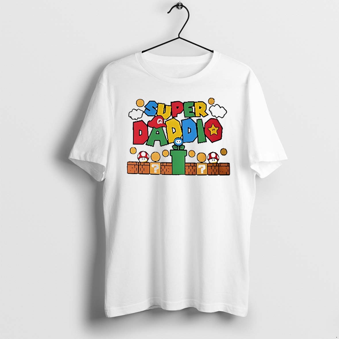 Original Super Mario Super Daddio Parody Fathers Day Tshirts