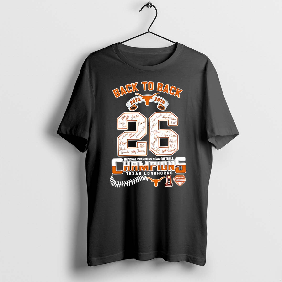 Original Texas Longhorn Back To Back 2025 2026 National Champions Signatures Tshirts
