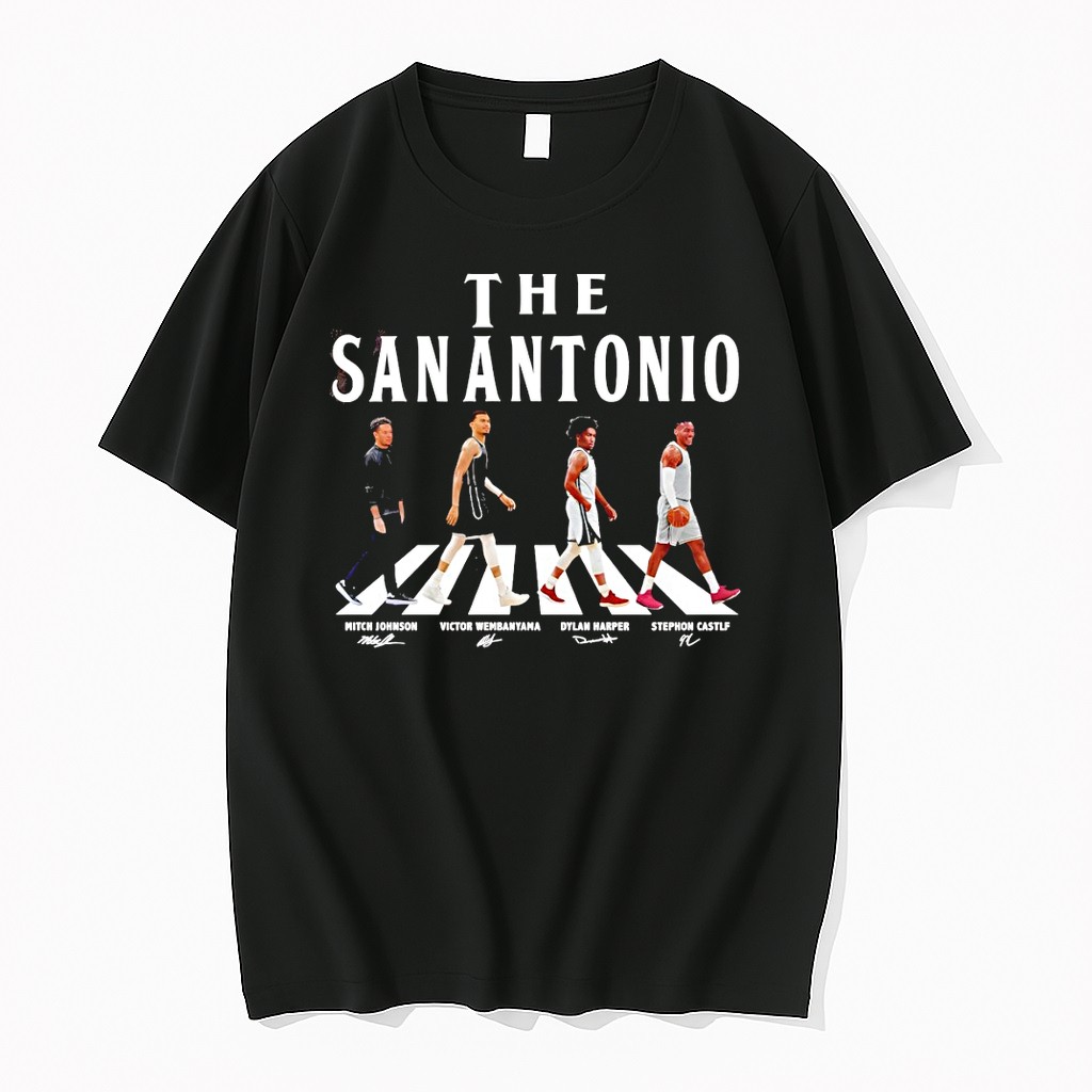 Original The San Antonio Walking Signatures Wembanyama Castle Harper Tshirts
