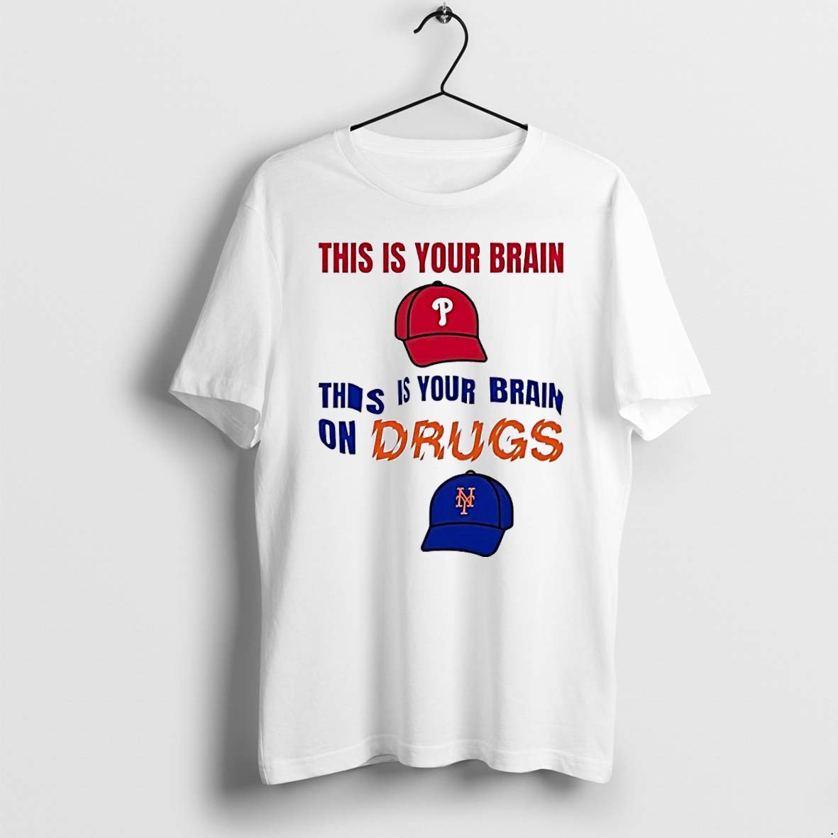 Original This Is Your Brain On Drugs Phillies Baseball White Tshirts