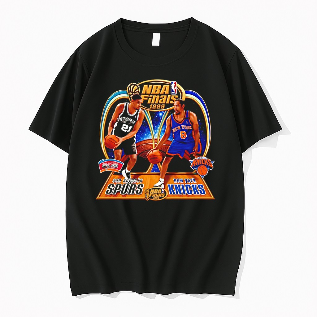 Original Tim Duncan San Antonio Spurs Vs Latrell Sprewell New York Knicks Basketball 1999 Nba Finals Tshirts