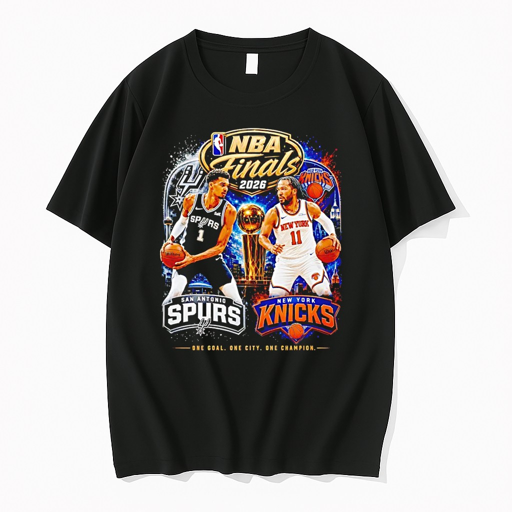 Original Victor Wembanyama San Antonio Spurs Vs Jalen Brunson New York Knicks Nba Finals 2026 One Goal One City One Champions Tshirts