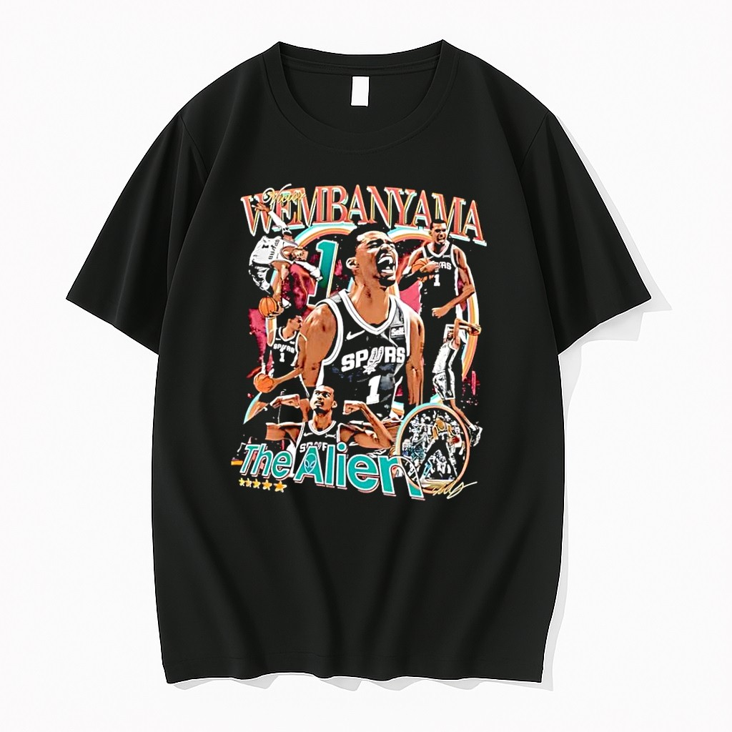 Original Victor Wembanyama The Alien San Antonio Spurs Black Tshirts
