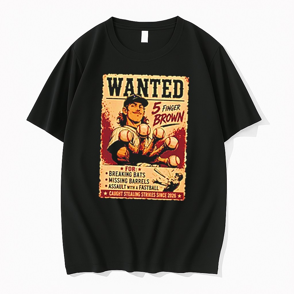 Original Wanted 5 Finger Brown Baseball Tee Tshirts