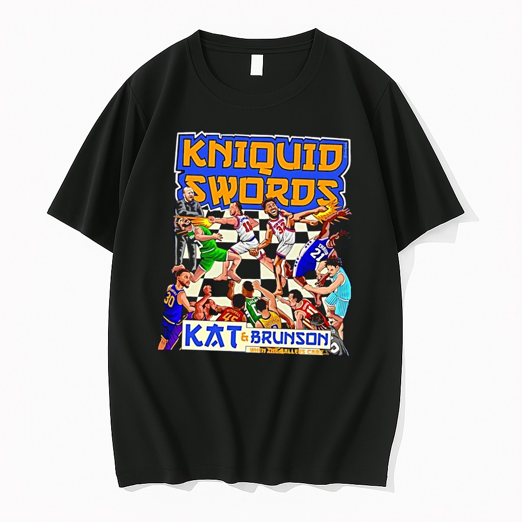 Original When The Ballers Came Kniquid Swords Kat Brunson Knicks Basketball Black Tshirts