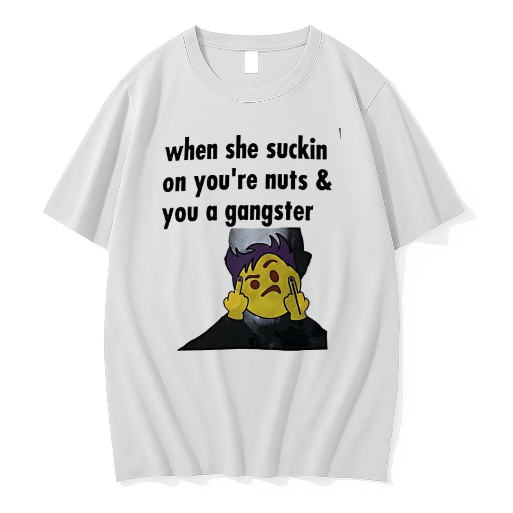 Original When She Suckin On Youre Nuts And You A Gangster Emoji Middle Finger Tshirts