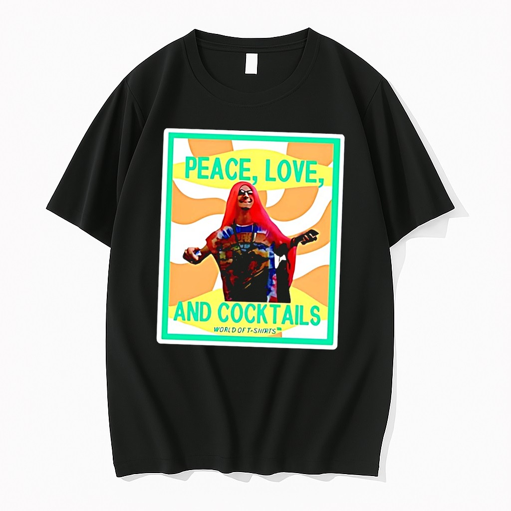 Original Worldoftshirts Peace Love And Cocktails Black Tshirts