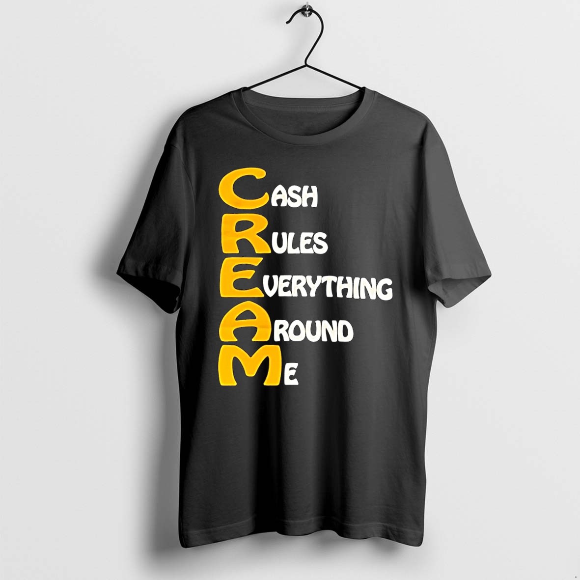 Original Wu Tang Clan Cream Cash Rules Everything Around Me Black Tshirts