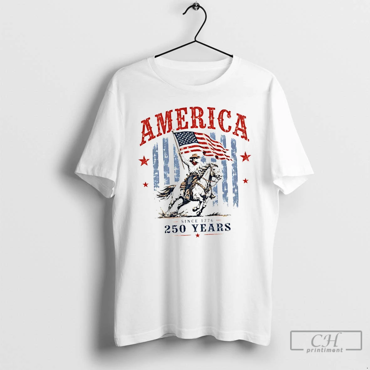 Premium Cowboy Horse Rider United States Flag Apparel America Since 1776 250 Years T Shirts Sweater Hoodie