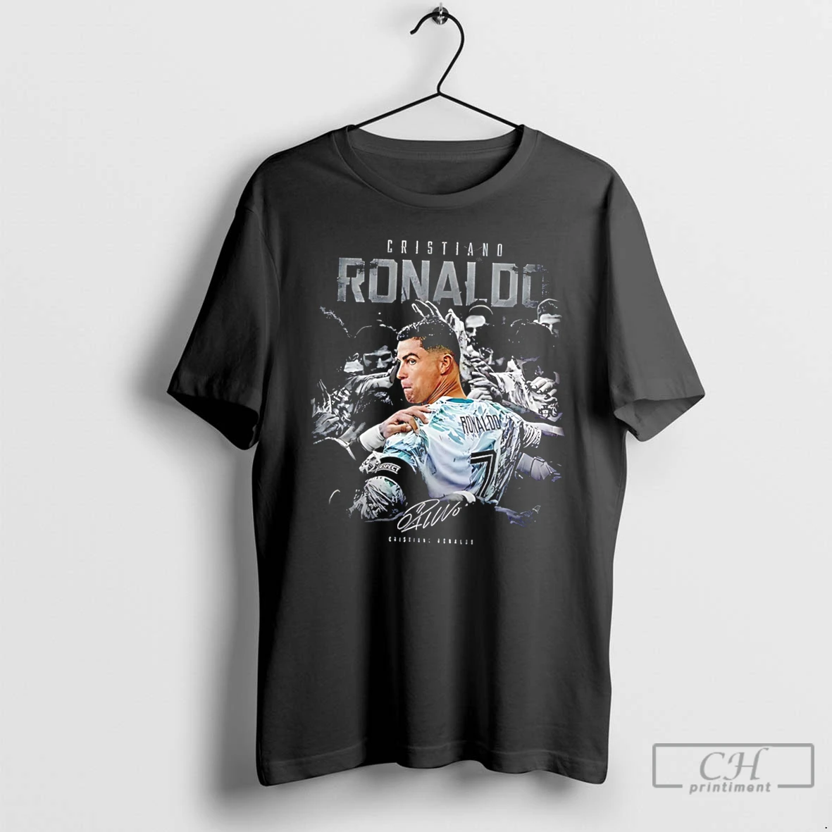 Premium Cristiano Ronaldo On The Back Signature Vintage Tee T Shirts Sweater Hoodie