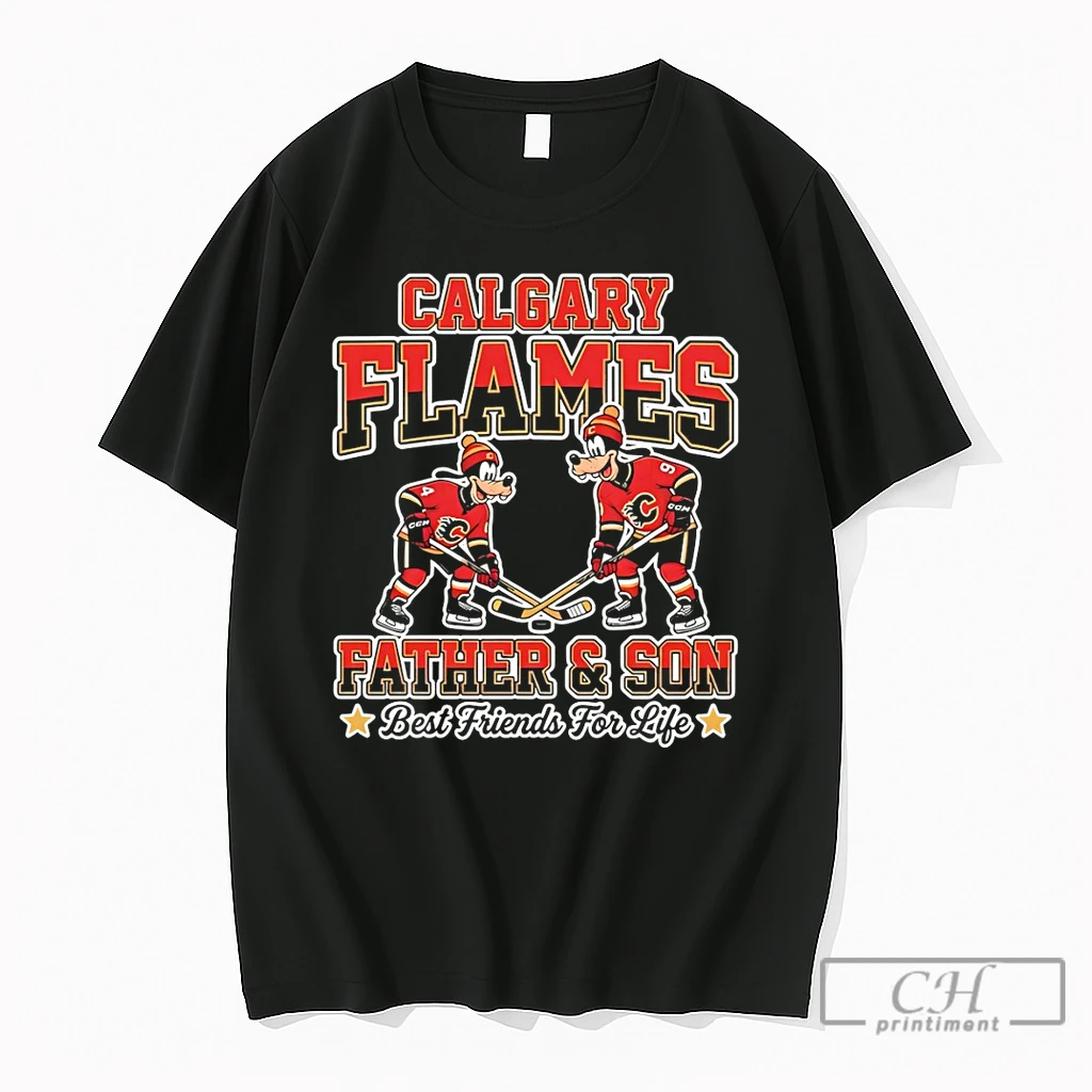 Premium Disney Goofy Calgary Flames Father And Son Best Friends For Life T Shirts Sweater Hoodie