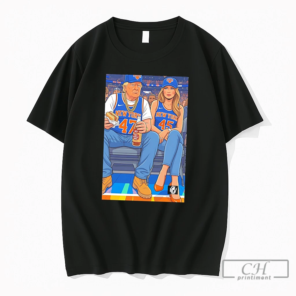 Premium Donald Trump And Melania Trump Wearing New York Cartoon Tee T Shirts Sweater Hoodie