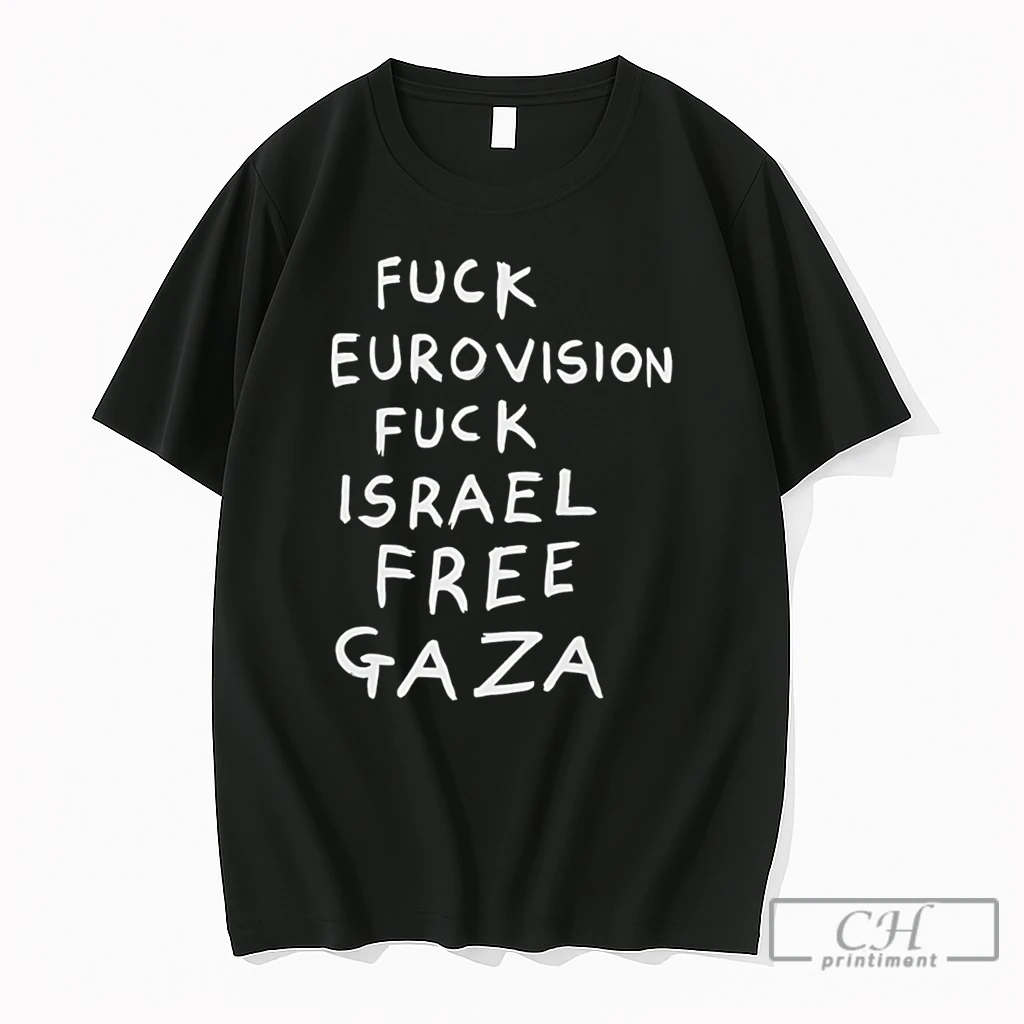 Premium Fuck Eurovision Fuck Israel Free Gaza Text Tee T Shirts Sweater Hoodie