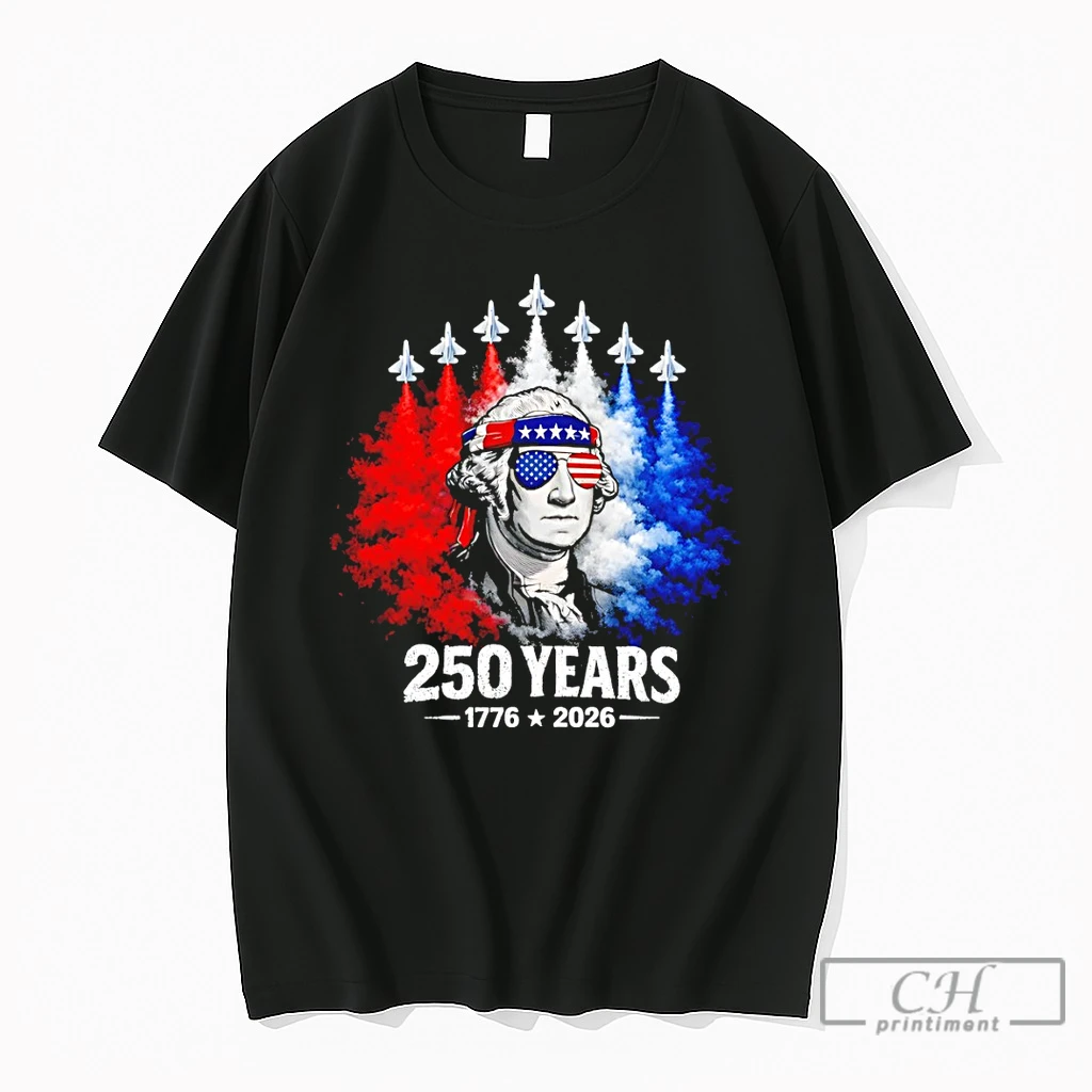 Premium George Washington Fighter Jet 250 Years 1776 2026 United States Patriotic T Shirts Sweater Hoodie
