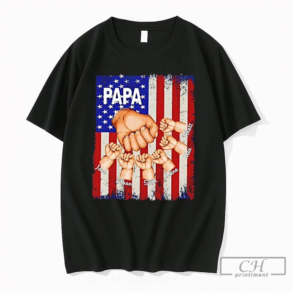 Premium Grandfather Gift American Flag Fist Bump Personalized Papa Jace Ethan Sam Lane Max T Shirts Sweater Hoodie