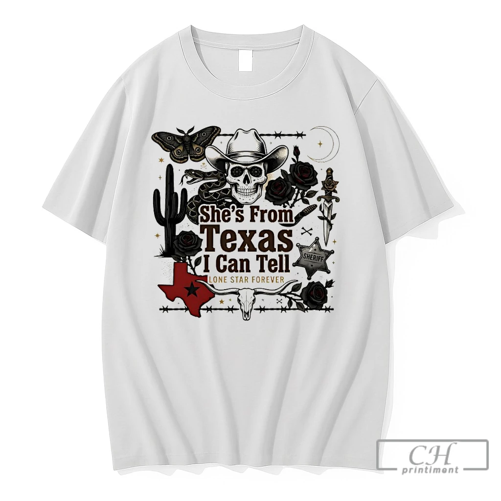 Premium J6zhuxu6 Cactus Snake Skull Cowboy Hat Texas Shes From Texas I Can Tell Text T Shirts Sweater Hoodie