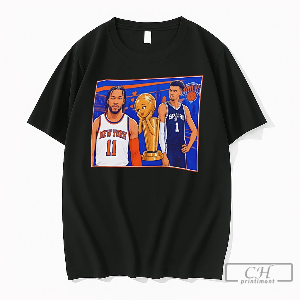 Premium Jalen Brunson New York Knicks And Victor Wembanyama San Antonio Spurs Larry Obrien Cup Basketball T Shirts Sweater Hoodie