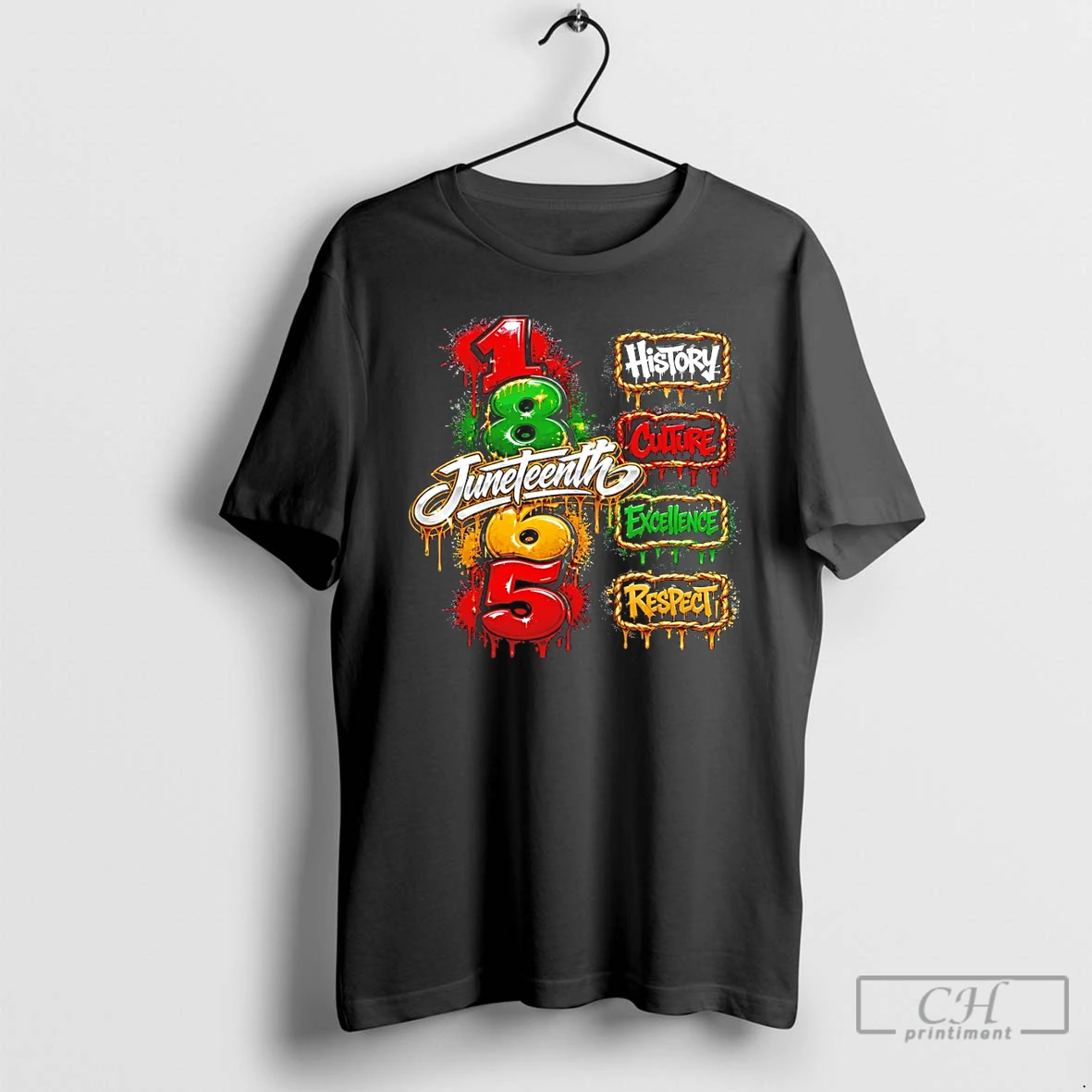 Premium Juneteenth Apparel Featuring 1865 History Culture Excellence And Respect Text T Shirts Sweater Hoodie