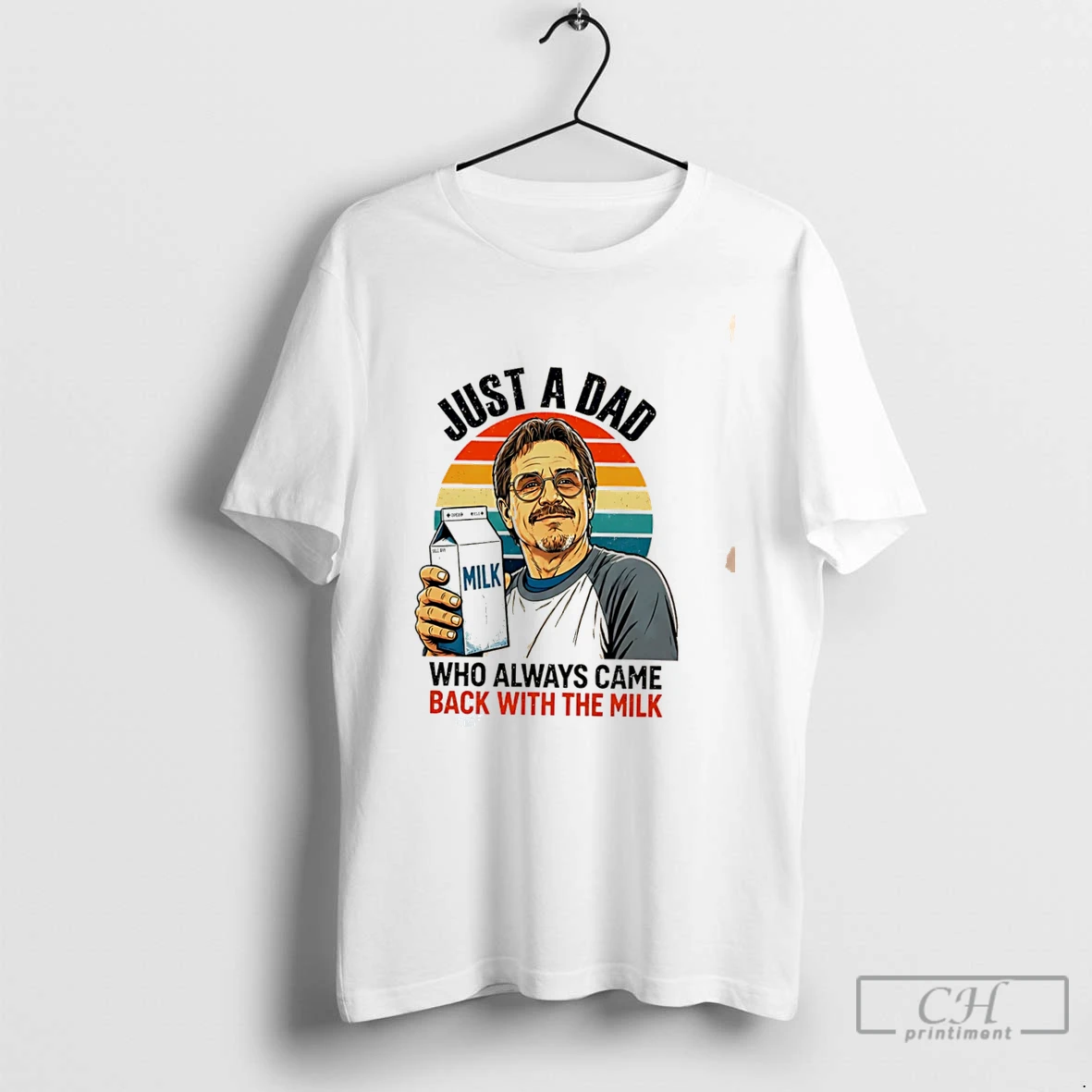 Premium Just A Dad Who Always Came Back With The Milk Retro Tee T Shirts Sweater Hoodie