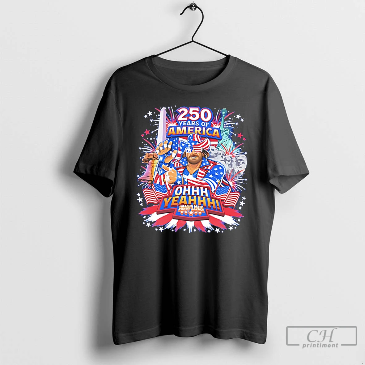 Premium Macho Man Randy Savage 250 Years Of America Ohhh Yeahhh Illustrated Tee T Shirts Sweater Hoodie