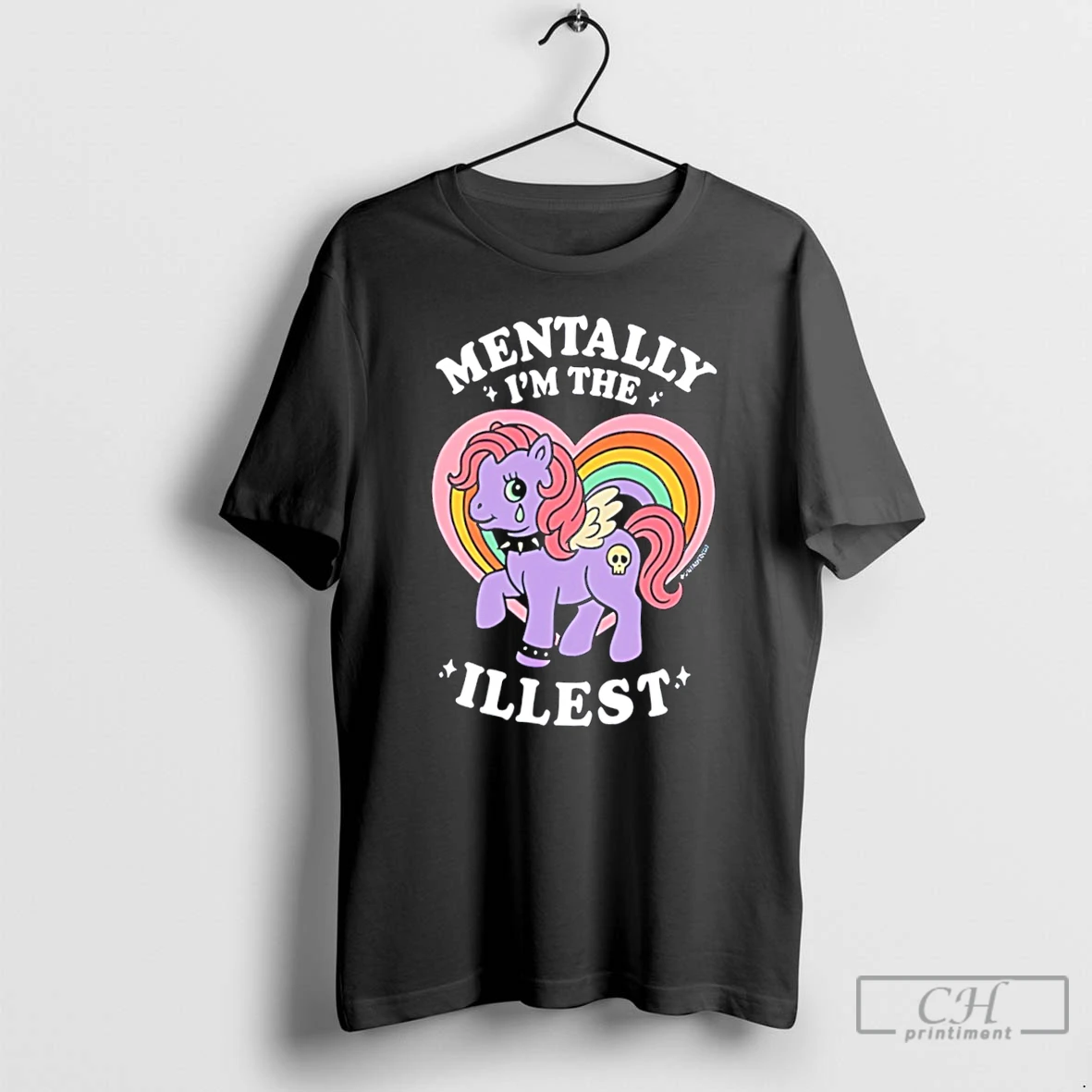 Premium Mentally Im The Illest Funny Retro Rainbow Pony Graphic Tee T Shirts Sweater Hoodie